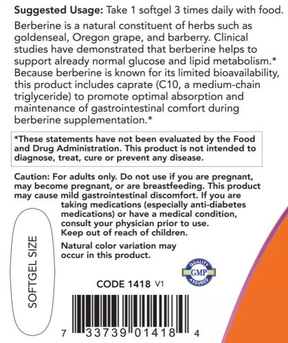 NOW Foods Berberine Glucose Support Anyagcserét Támogató lágykapszula (90db)