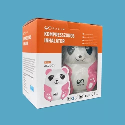 Elysium kompresszoros pink panda formájú inhalátor AXD-302