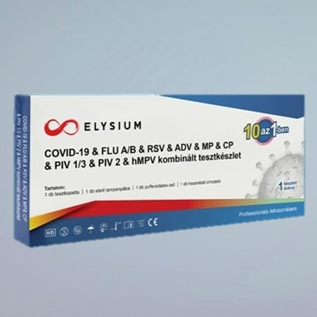 Elysium 10 az 1-ben COVID-19 & FLU A/B & RSV & ADV & MP & CP & PIV 1/3 & PIV 2 & hMPV kombinált gyorsteszt (1 db)
