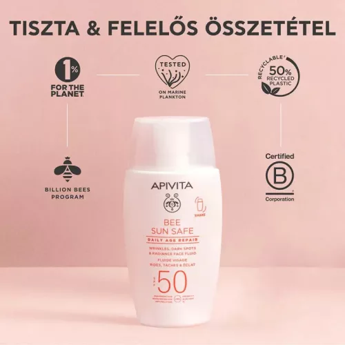 APIVITA BEE SUN SAFE Daily Age Repair Fluid ráncok, pigmentfoltok ellen SPF50 (50ml)