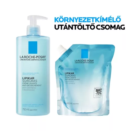La Roche-Posay Lipikar Surgras koncentrált tusoló krém utántöltő (400ml)