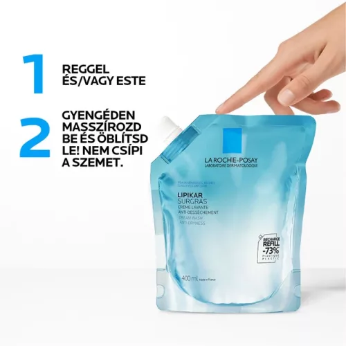 La Roche-Posay Lipikar Surgras koncentrált tusoló krém utántöltő (400ml)