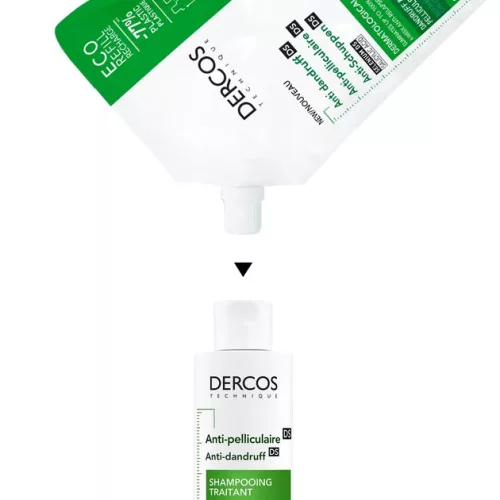 Vichy Dercos Korpásodás Elleni Sampon Utántöltő - normál és zsíros hajra (390 ml)