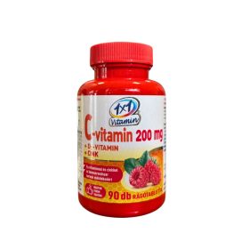   1x1 Vitamin C-vitamin 200 mg + D3-vitamin + cink málnaízű étrend-kiegészítő rágótabletta 90 db