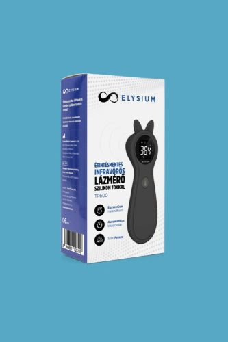 Elysium TP600 érintésmentes infravörös digitális lázmérő szilikon tokkal - Fekete