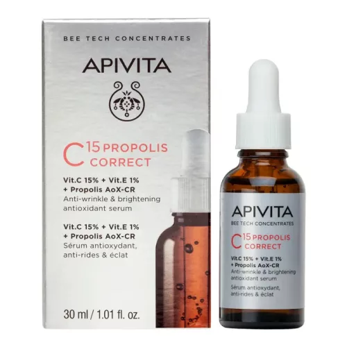 Apivita Bee Tech C15 Propolisz Correct ránctalanító és ragyogást fokozó antioxidáns szérum (30ml)