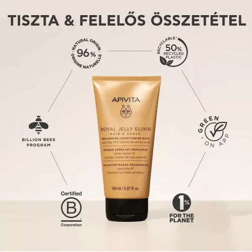 Apivita Royal Jelly Elixir replumping haj és fejbőr kondícionáló maszk (150 ml)
