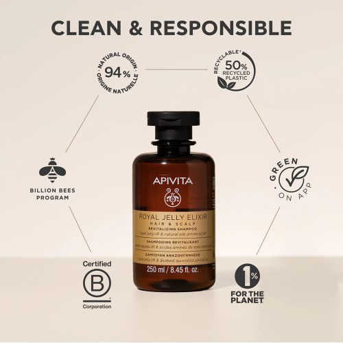 Apivita Royal Jelly Elixir haj és fejbőr revitalizáló sampon (250ml)