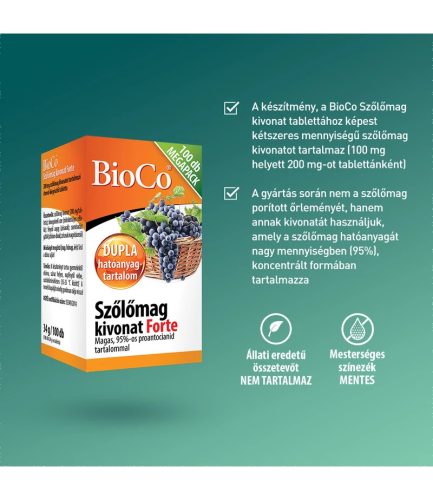 BioCo Szőlőmag Kivonat Forte Megapack (100 db)