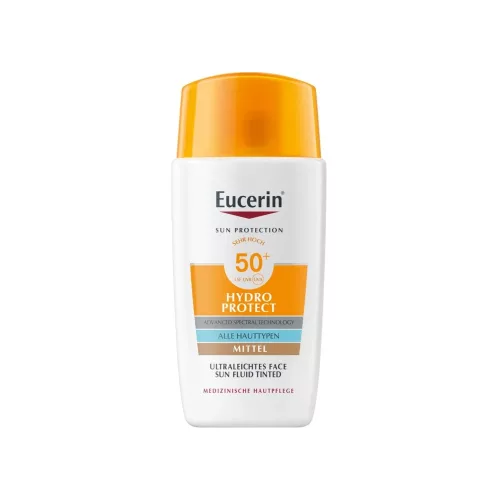 Eucerin SUN Hydro-Protect ultra könnyű színezett napozó fluid arcra SPF50+ MEDIUM árnyalat (50ml)