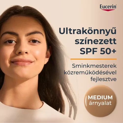 Eucerin SUN Hydro-Protect ultra könnyű színezett napozó fluid arcra SPF50+ MEDIUM árnyalat (50ml)
